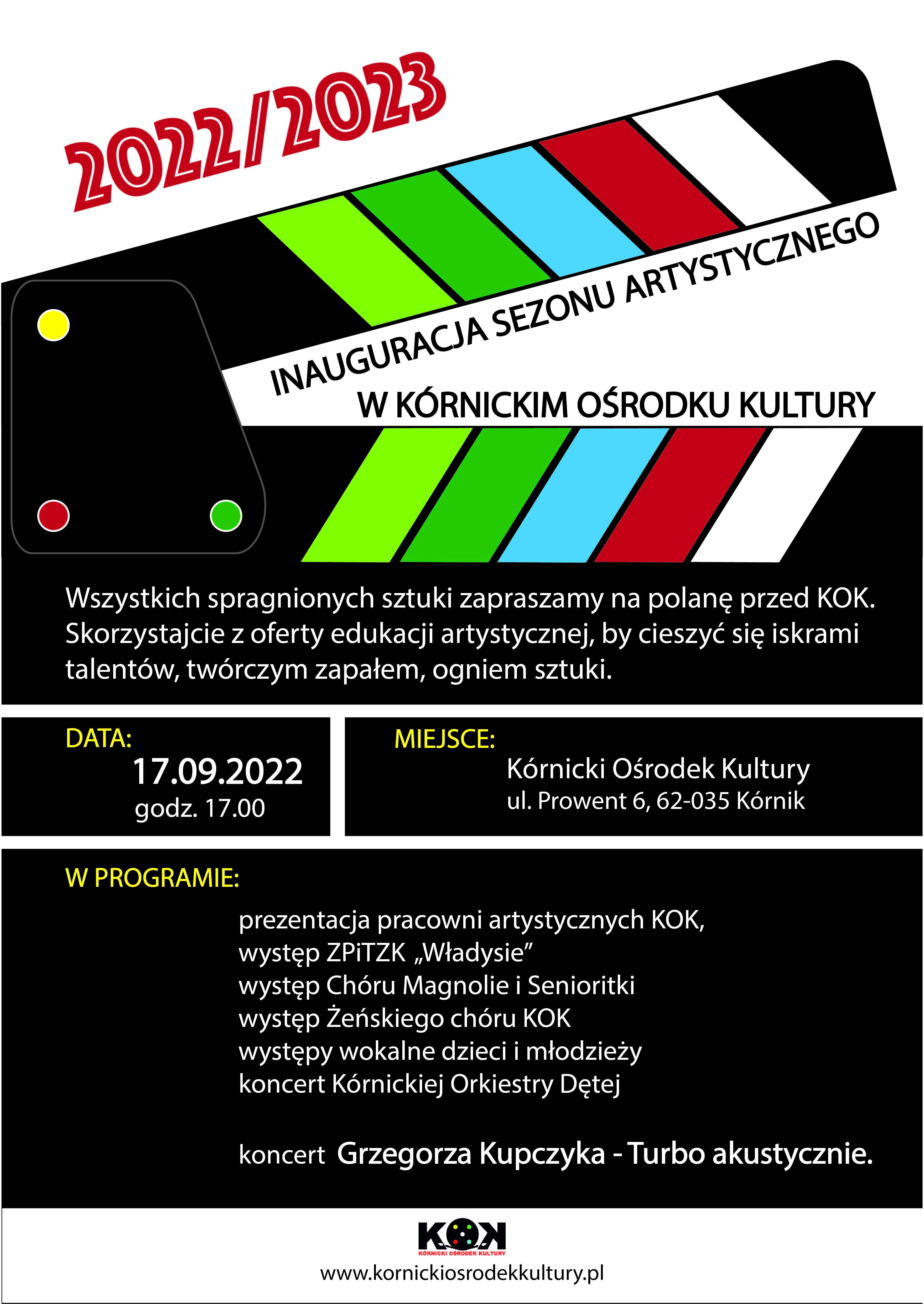 Kolorowy klaps filmowy z tekstem