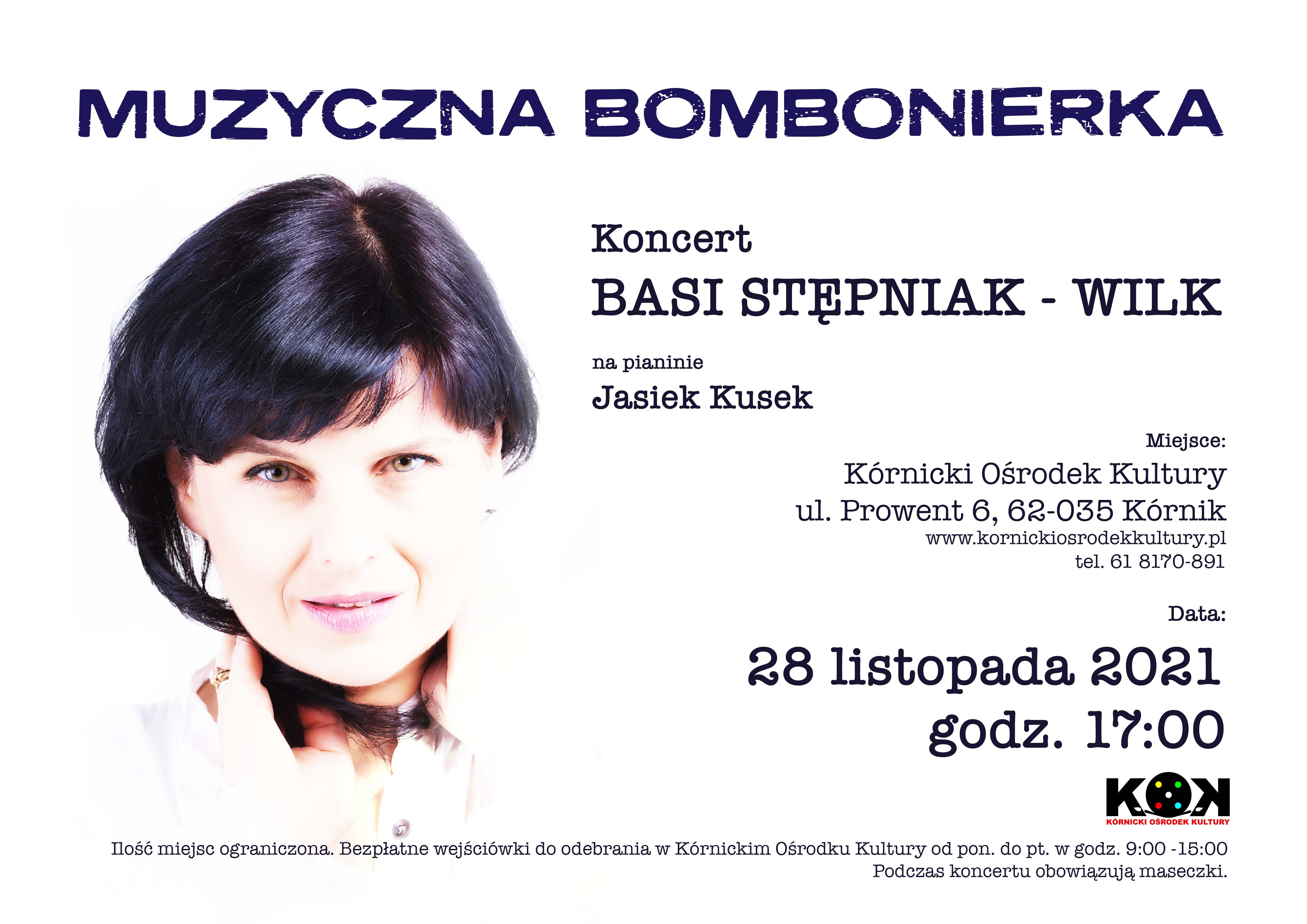 Plakat z tekstem i fotografią wokalistki