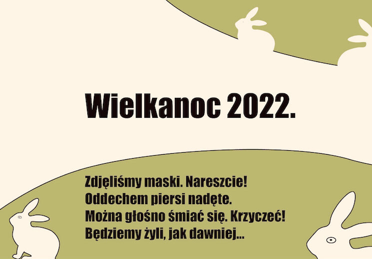 Życzenia wielkanocne na tle zajączków