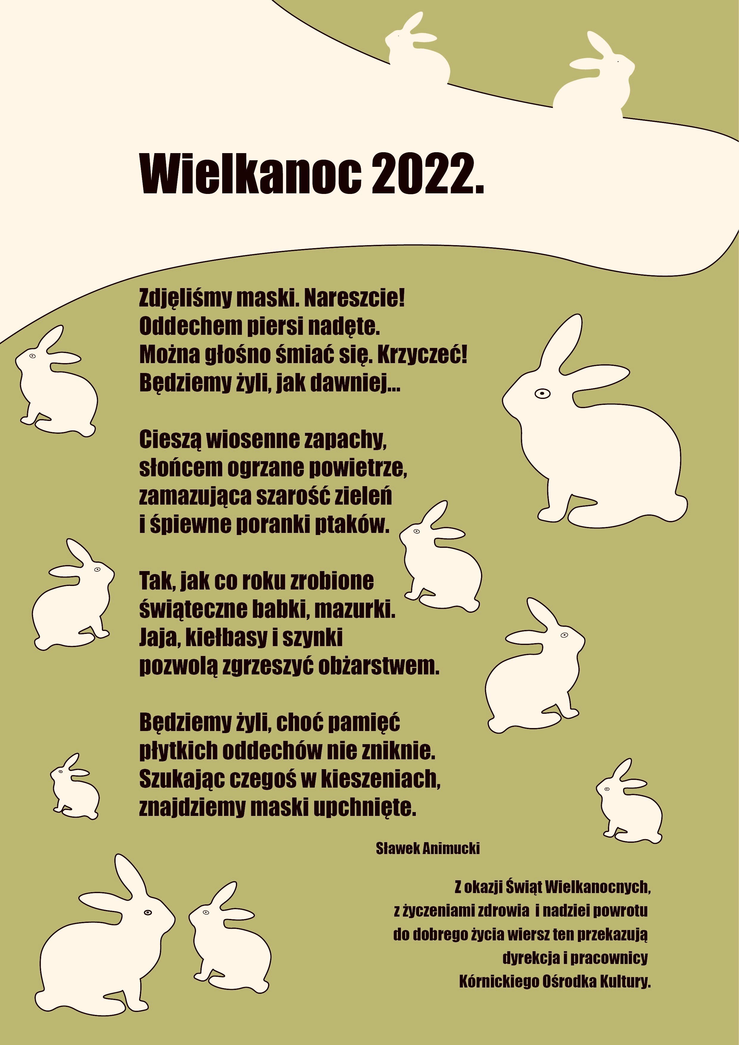 Życzenia wielkanocne na tle zajączków