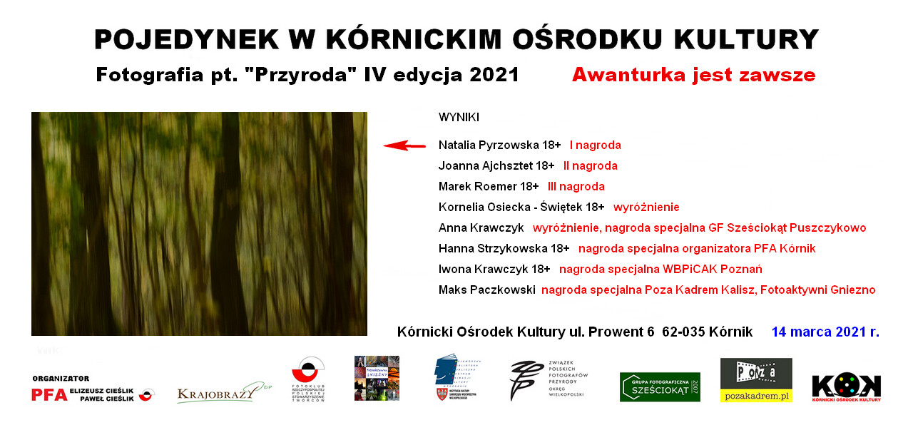 plakat z wynikami konkursu