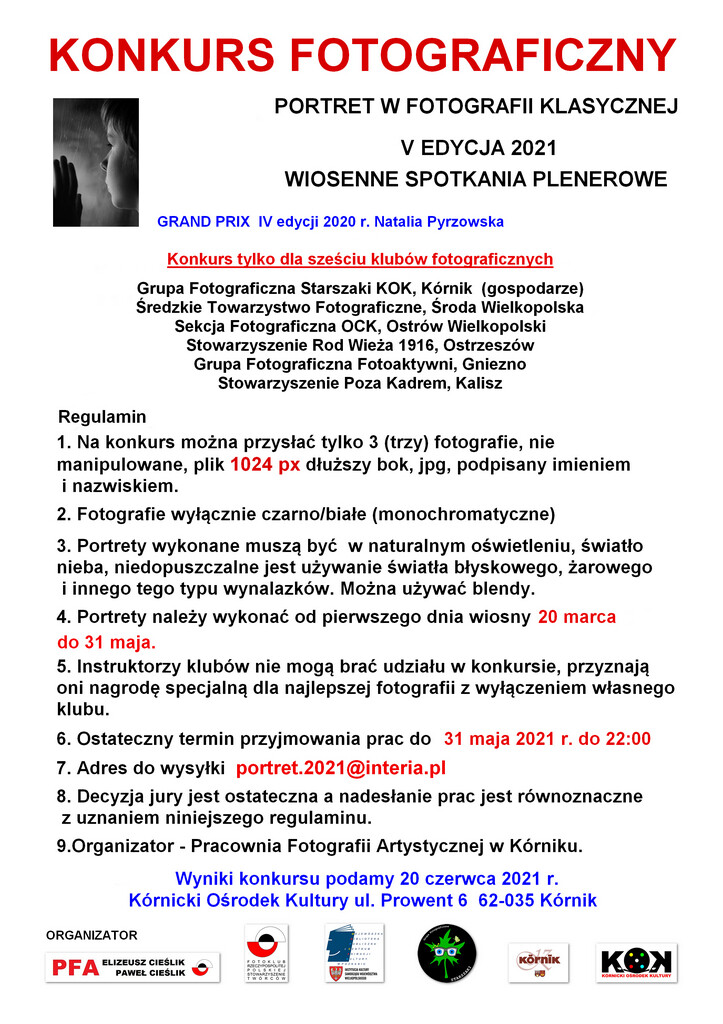 Plakat do konkursu z regulaminem