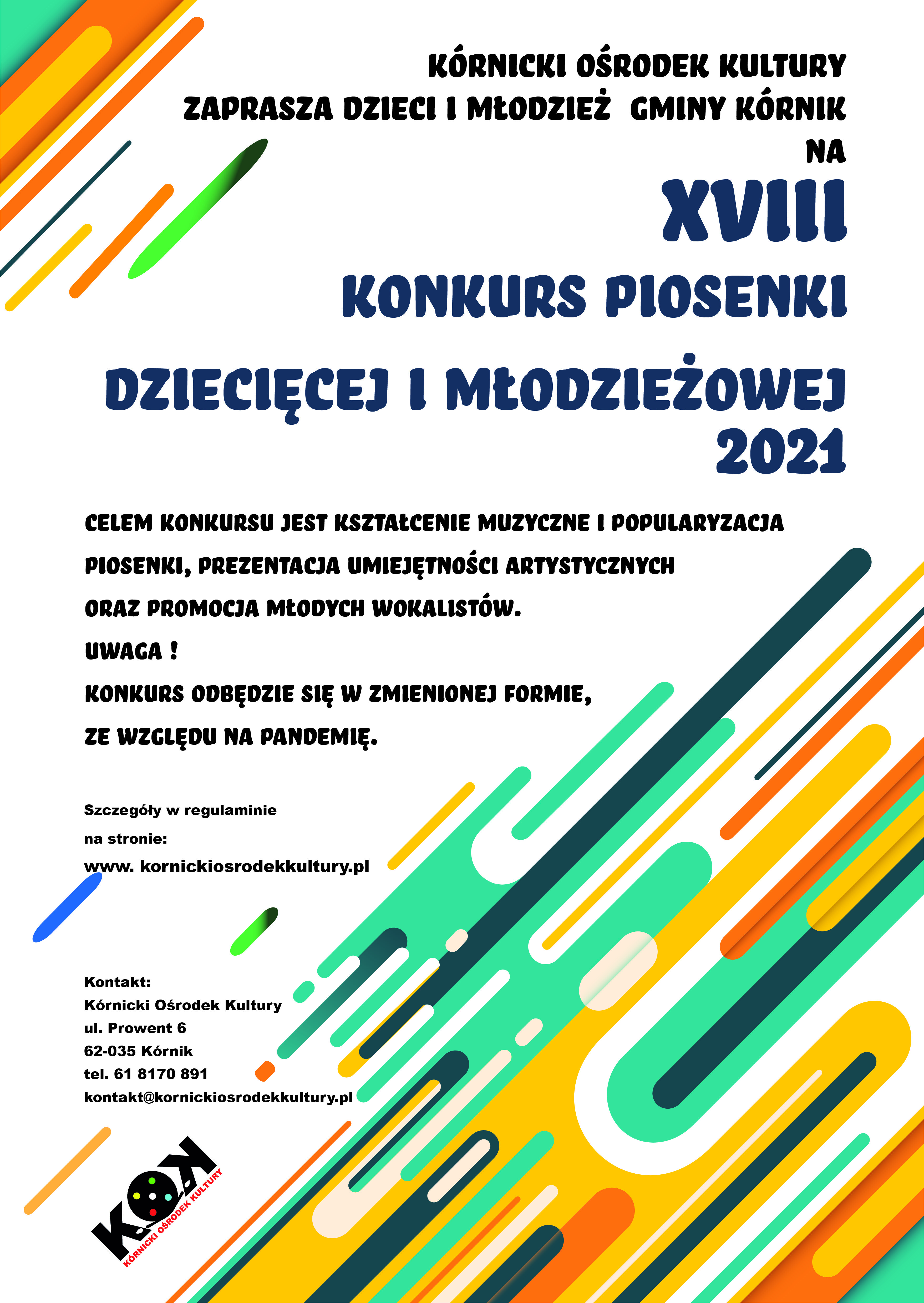 XVIII Gminny Konkurs Piosenki Dziecięcej i Młodzieżowej 2021